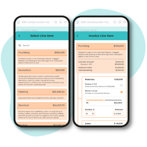 invoice in installments based on job progress